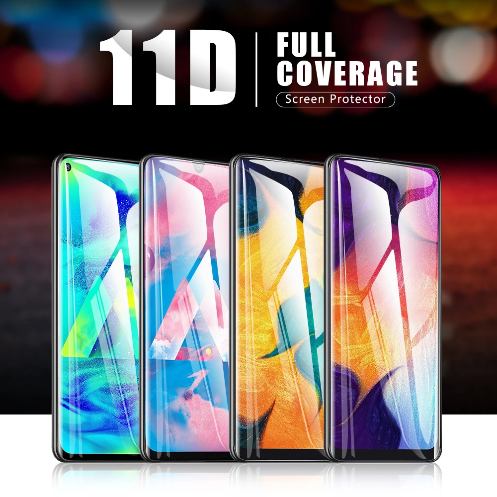 2 шт Защитное стекло для samsung a51 a71 Защитная пленка экрана с полным клеем изогнутая закаленная Galaxy a50 a70