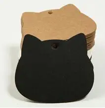 black 100 шт. в форме кошки крафт-бумага, подарочные бирки, закладки, свадебные, рождественские, гребешки, этикетки, пустой багаж, событие - Цвет: black