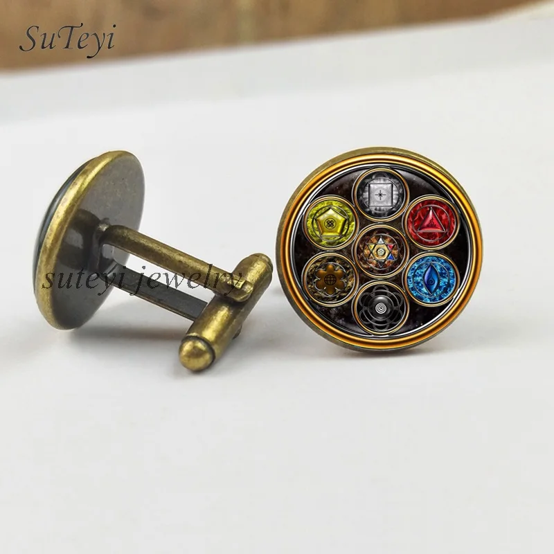 SUTEYI мужские свадебные рубашки запонки мандалы пиратского изображения