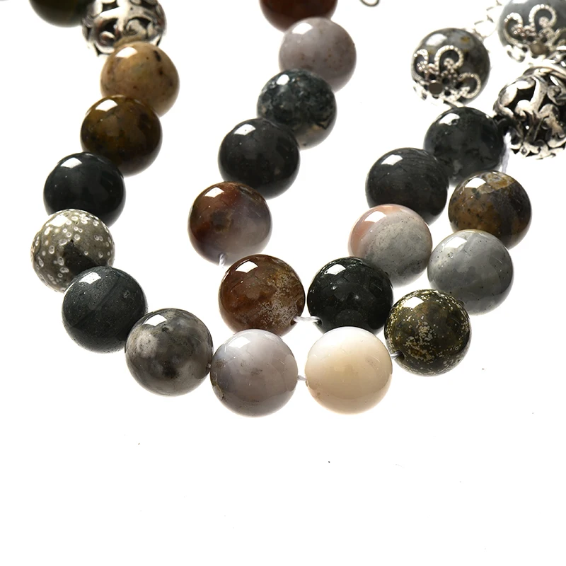 Многоцветный 10 мм круглый морской Агат Молитвенные Четки из бусин ювелирные