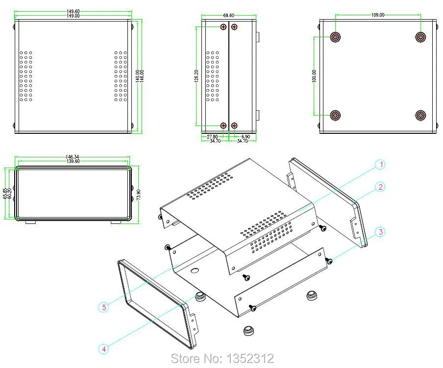 Один шт. 150*70*140 мм железный ящик электронный проекционный корпус блок питания
