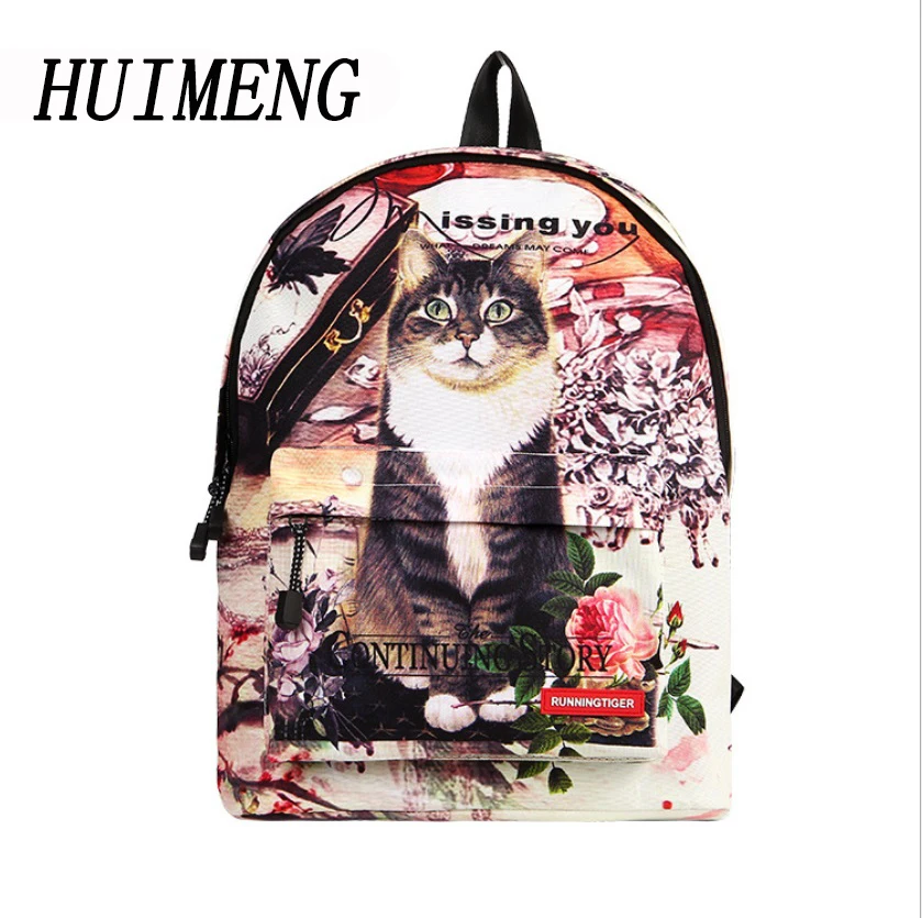 HUIMENG женская школьная сумка с рисунком кота школьный рюкзак для девочек принтом