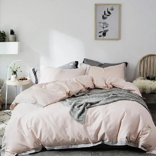 bedding set 4 Серый роскошный хлопковый мягкий комплект постельного белья King, queen, двойной размер, комплект постельного белья, пододеяльник, простыня, простыня, Набор наволочек, parure de lit - Цвет: bedding set 4