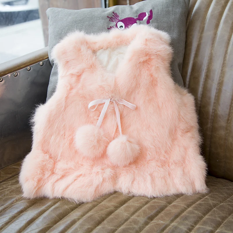 Детская одежда стильная жилетка для девочек короткая из меха кролика жилет | Мать