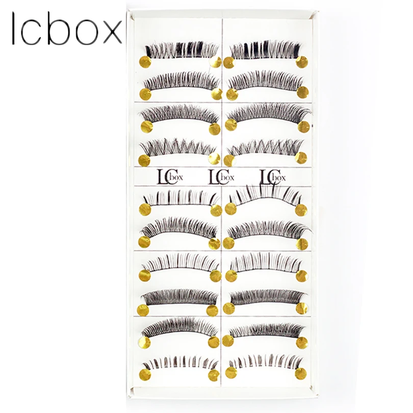 Lcbox 10 пар Накладные ресницы натуральный черный длинный толстый разреженный крест