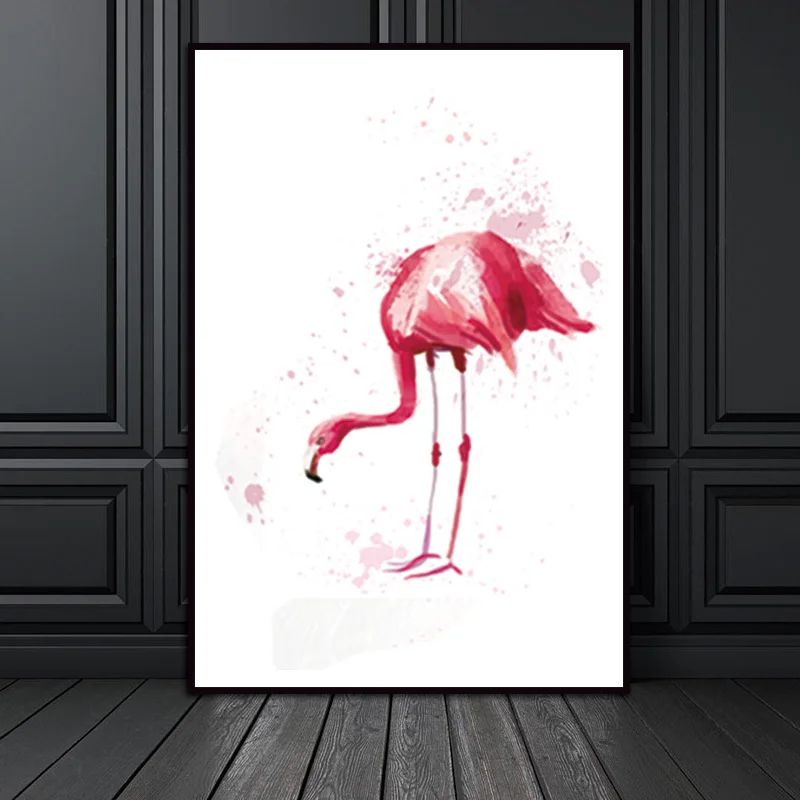 Картина на холсте постер Художественная печать акварельном фламинго настенные
