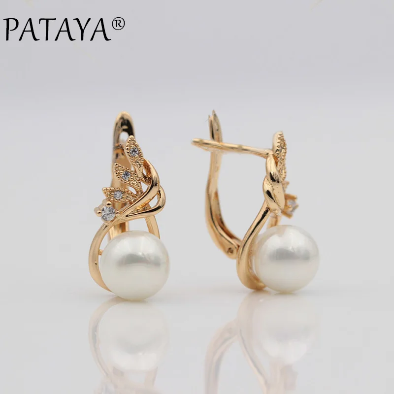 PATAYA, новинка 585, розовое золото, микро-воск, инкрустация, натуральный циркон, раковина, жемчуг, свисающие серьги, для женщин, для свадьбы, вечеринки, благородная гипербола, ювелирное изделие