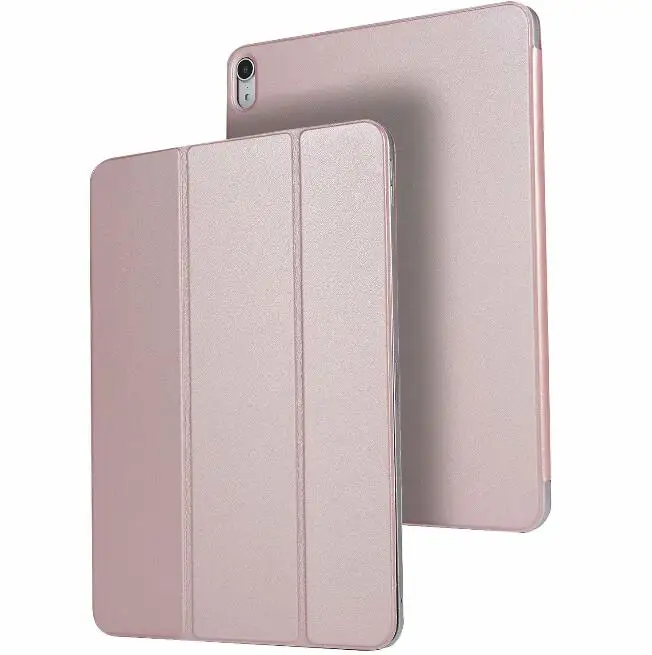 rose gold Чехол-книжка с функцией автоматического сна для iPad Pro, 11 дюймов, чехол, трехслойная Подставка для планшета из искусственной кожи, Мягкая силиконовая задняя крышка+ ручка - Цвет: rose gold