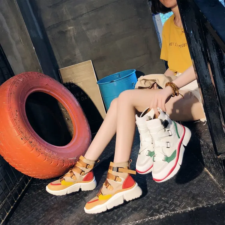 Кроссовки для папы разноцветные кроссовки на платформе без шнуровки с высоким