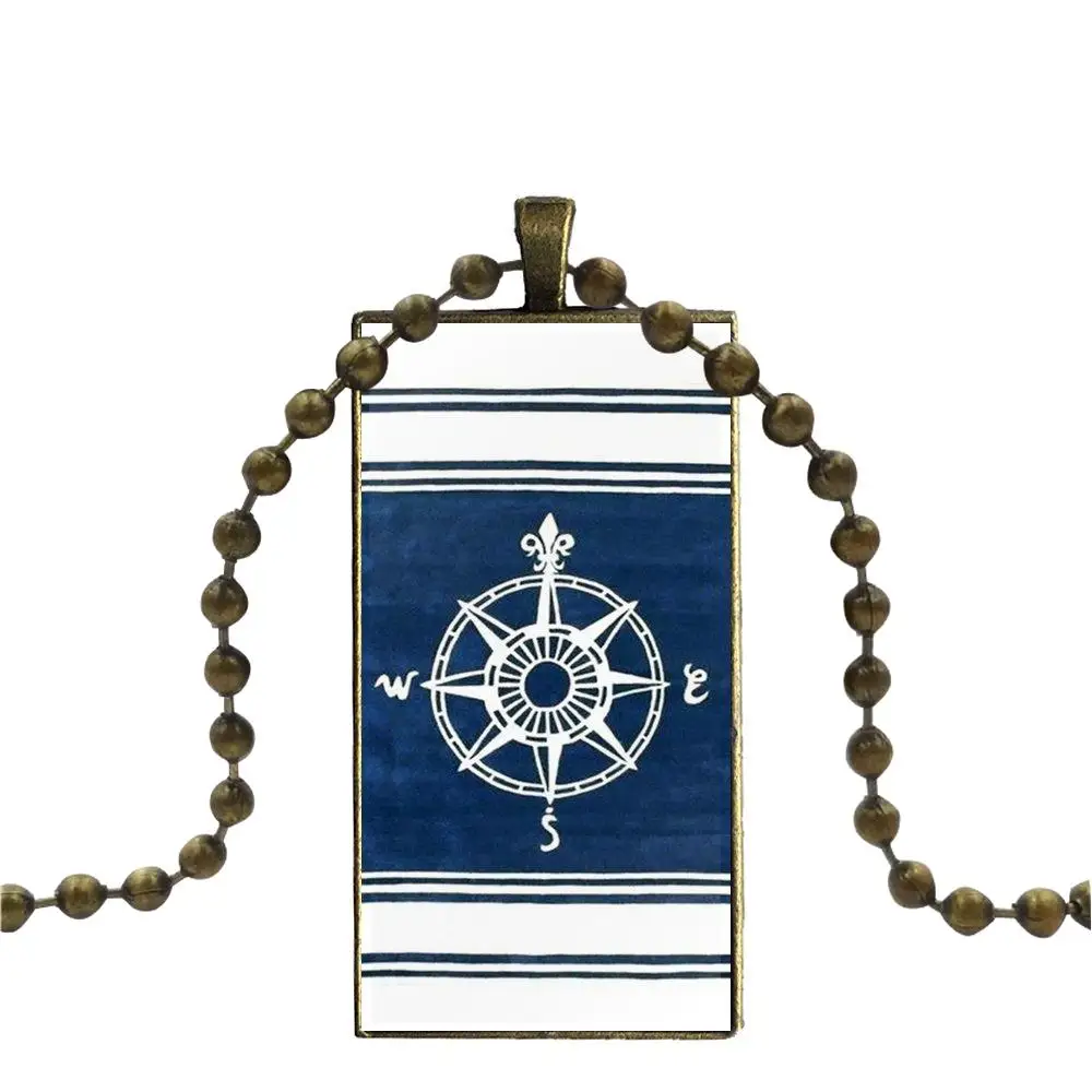 Компас Калифорнии, популярный у девочек, оптовая торговая марка бронзовых украшений, модное украшение для шеи с ожерельями стеклянных подвесок.