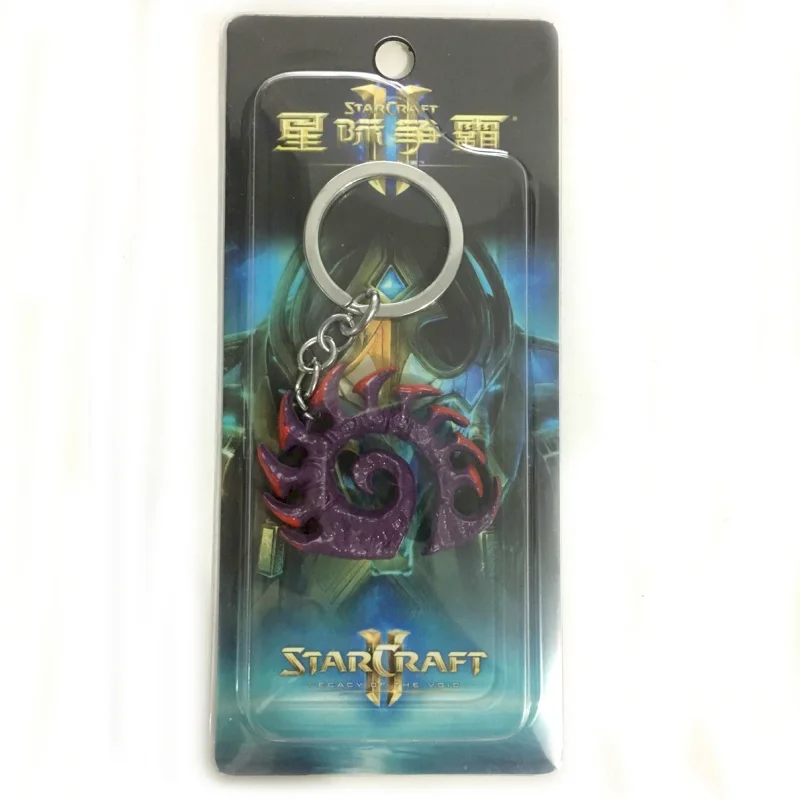 Горячая игра StarCraft 2 Zerg логотип металлический брелок для мужчин ювелирные изделия 3D Zerg с логотипом, Металлические Брелоки Подвеска Брелки chaviro Llavero - Цвет: purple-1