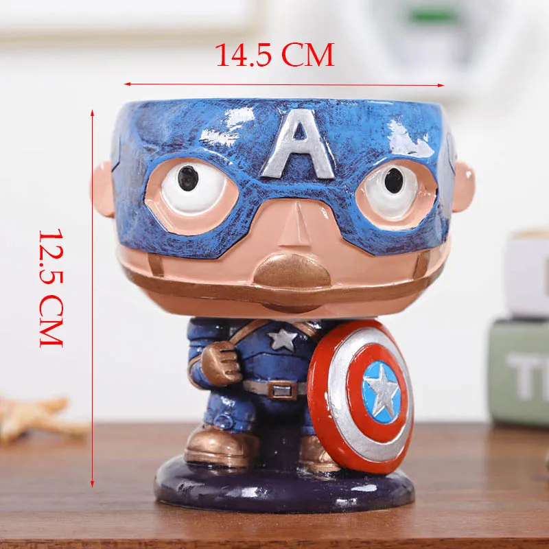 Captain America YeFine Мстители креативные смолы бонсай горшки суккулент Плантатор цветочный горшок домашний декор Artware домашний Многофункциональный цветочный горшок - Цвет: Captain America