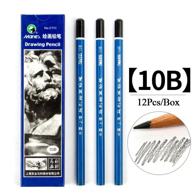 Sketch Charcoal 10B 12 шт./компл. карандаш 14B матовый 12B Рисование набросков углем эскиз карандаш из мягкой кожи Твердый, рисование уголь товары для рукоделия - Цвет: Sketch Charcoal 10B