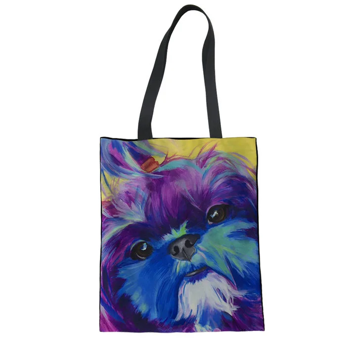 LMF3535Z22 WHEREISART Shih Tzu женская сумка для покупок с принтами собак, сумка через плечо для женщин, сумка на каждый день, женская сумка на плечо - Цвет: LMF3535Z22