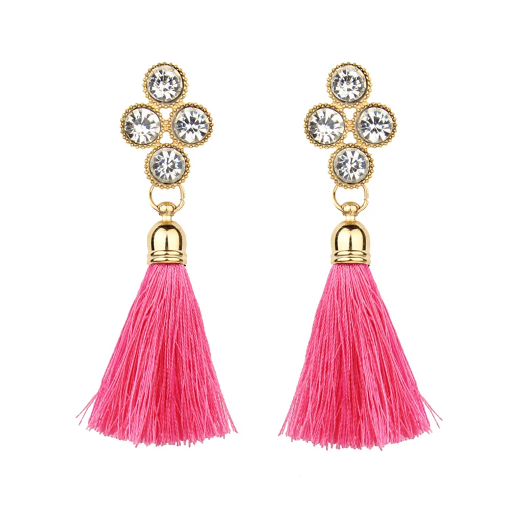 4 цвета модные стразы шерстяной веревки Ленточки серьги великолепный Jewelry Для