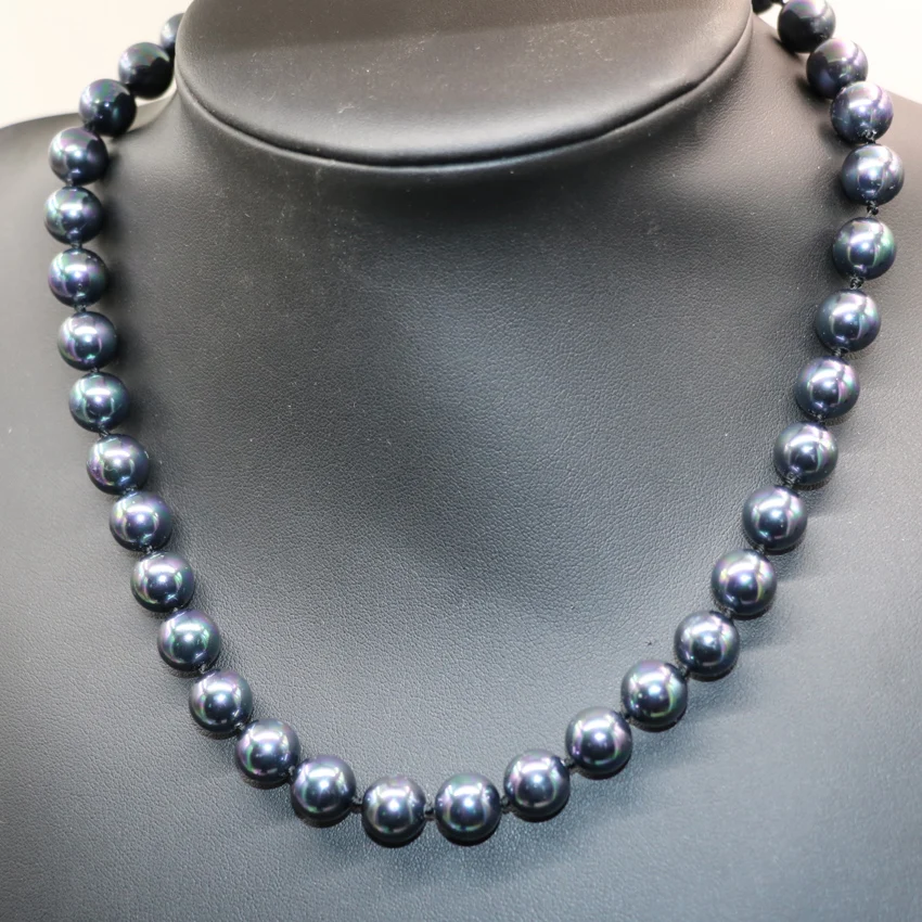Wholesale Price Natural Black Shell Pearl 10mm Round Beads Chain Chokers Necklaces for Women Fashion Diy Jewelry 18inch B2929 | Украшения и