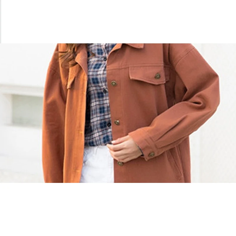 Однотонный джинсовый спортивный костюм Тренч Для женщин Демисезонный 2018 новые