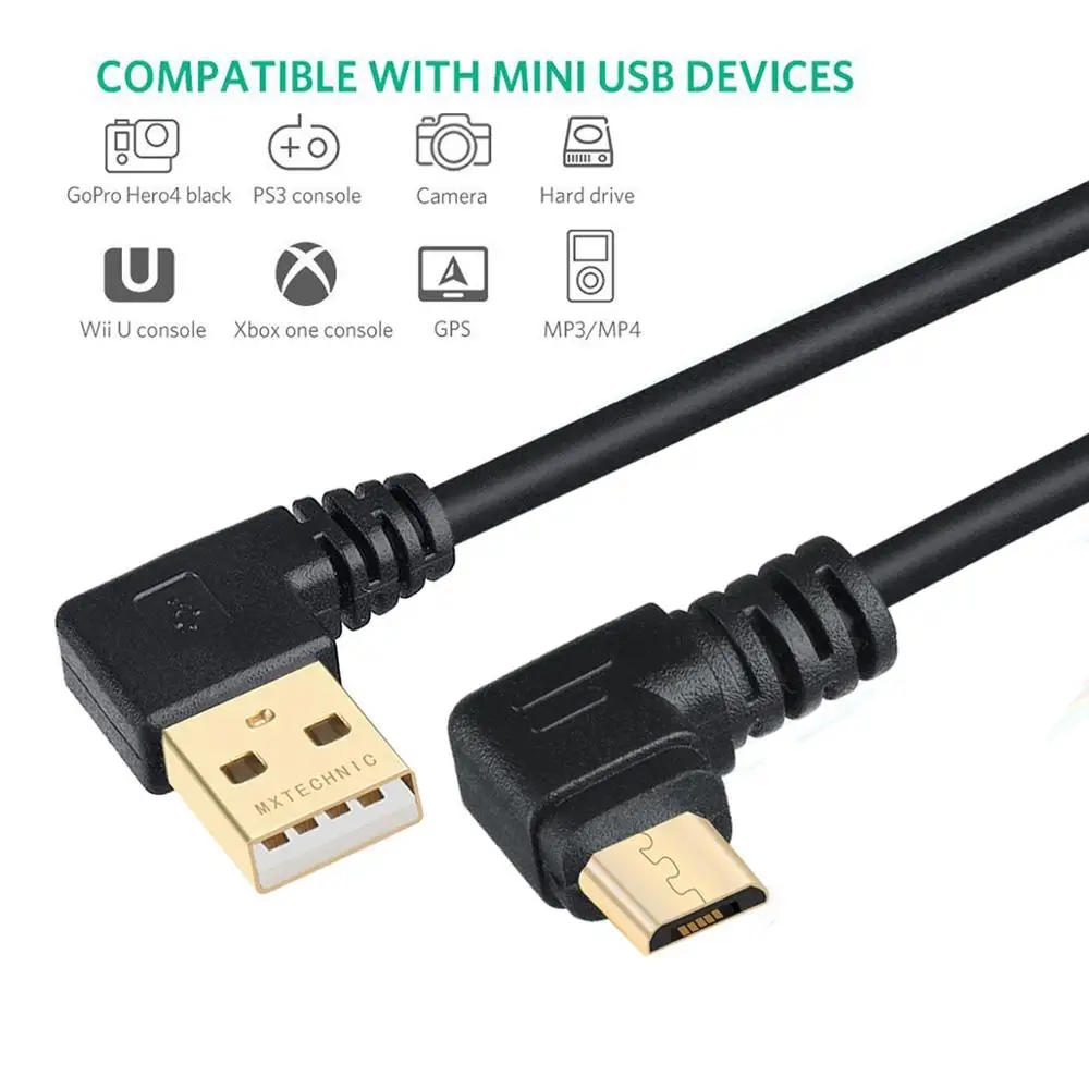Короткий USB кабель для быстрой зарядки 90 градусов Micro шнур правый угол