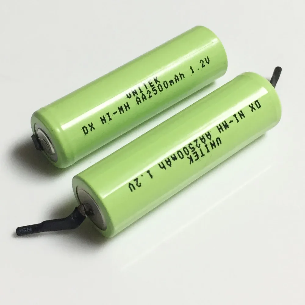 US 2500mah 1,2 V AA Аккумуляторная батарея 2A Ni-MH ячейка с вкладками для Электробритва Philips Braun зубная щетка