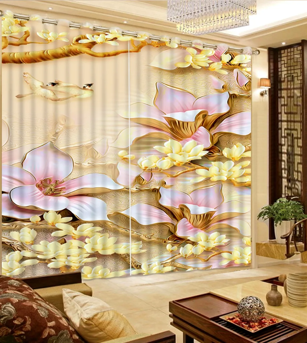 

High quality custom 3d curtain fabric relief curtains