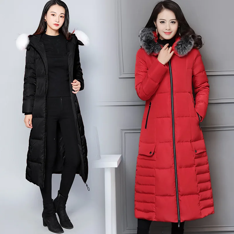 Tcyeek зимняя куртка на утином пуху женское длинное пуховое пальто женские толстые