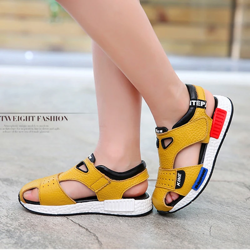 2019 Genuine Leather Sandals Male Toe Cap Covering Cowhide Kids Children Baby Toddler Shoes Boys For Girls |