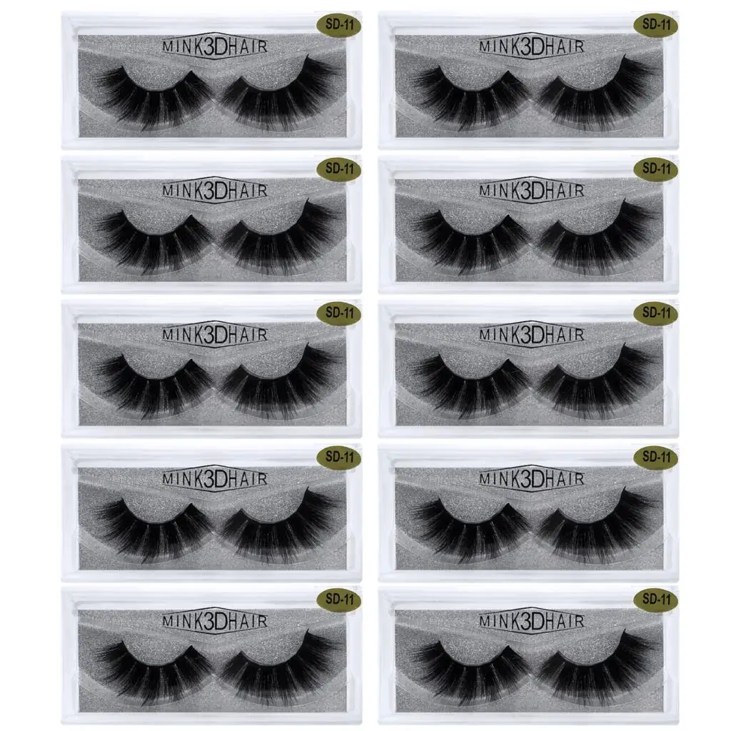 SD11(10Pairs) 10 пар норковых ресниц 3D норковых ресниц безжалостные ресницы ручной работы многоразовые натуральные ресницы Популярные Накладные ресницы для макияжа - Цвет: SD11(10Pairs)