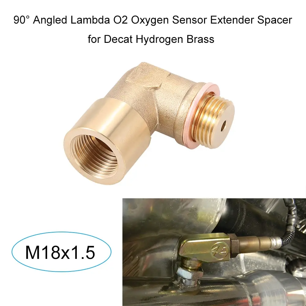 

90 Angled Lambda O2 Oxygen Sensor Extender Spacer for Decat Hydrogen Brass M18x1.5