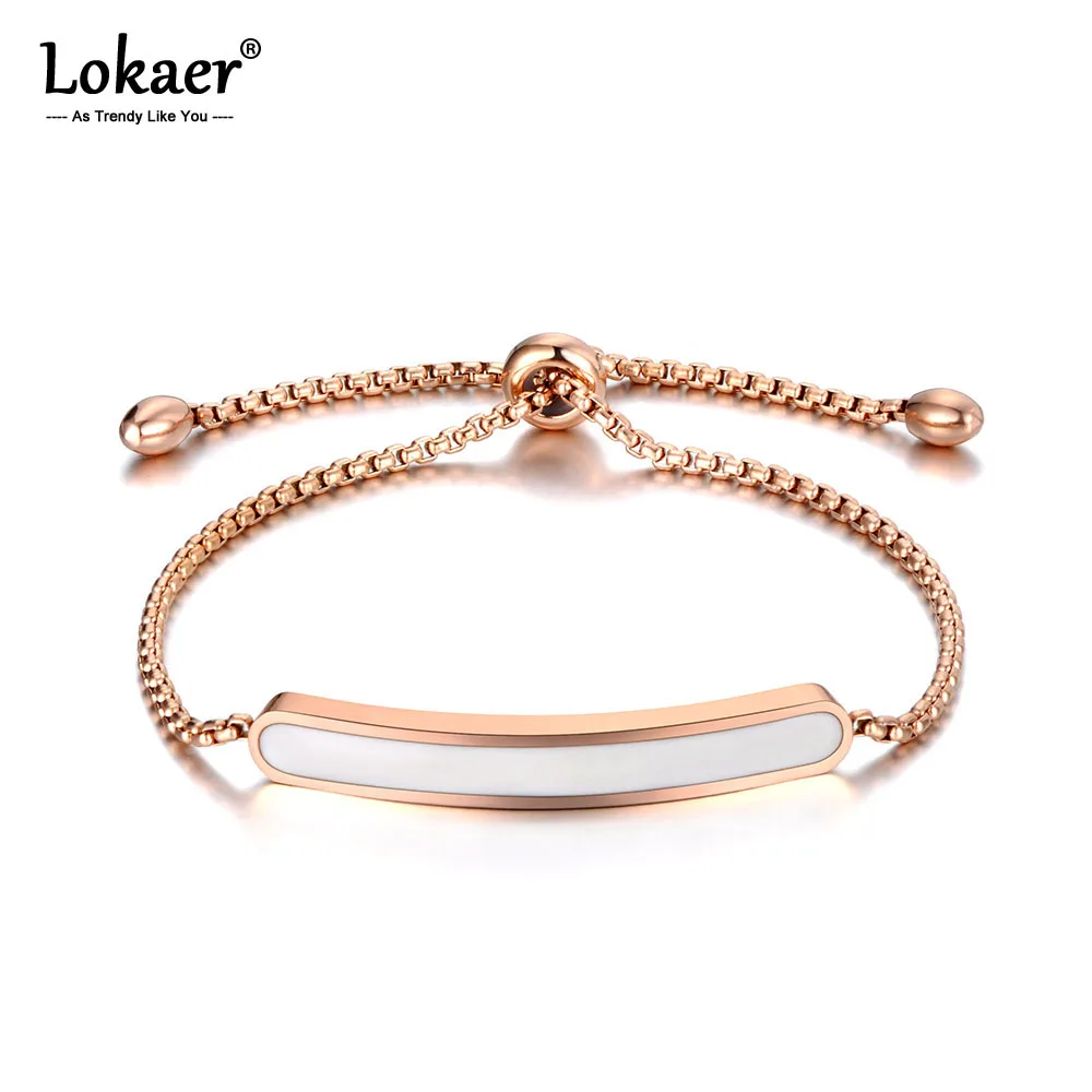 Lokaer титановая нержавеющая сталь черный/белый глазурь цепи и звенья браслеты для женщин розовое золото Регулируемый размер браслет B19070