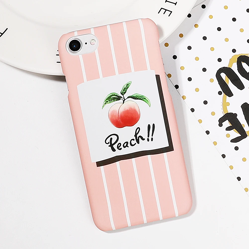 LOVECOM милый розовый персиковый фруктовый чехол для телефона для iPhone X, 6, 6 S, 7, 8 Plus, 5S, 5, SE, полуобернутый жесткий чехол из поликарбоната, чехол для iPhone X, подарок