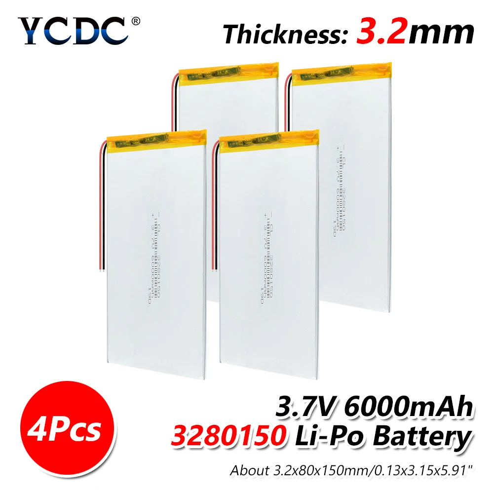 3,7 V 6000mAh 3280150 PLIB(полимерный литий-ионный аккумулятор) литий-ионный полимерный Lipo аккумулятор для gps MP3 MP4 MP5 электронная книга power Bank - Цвет: 4PCS