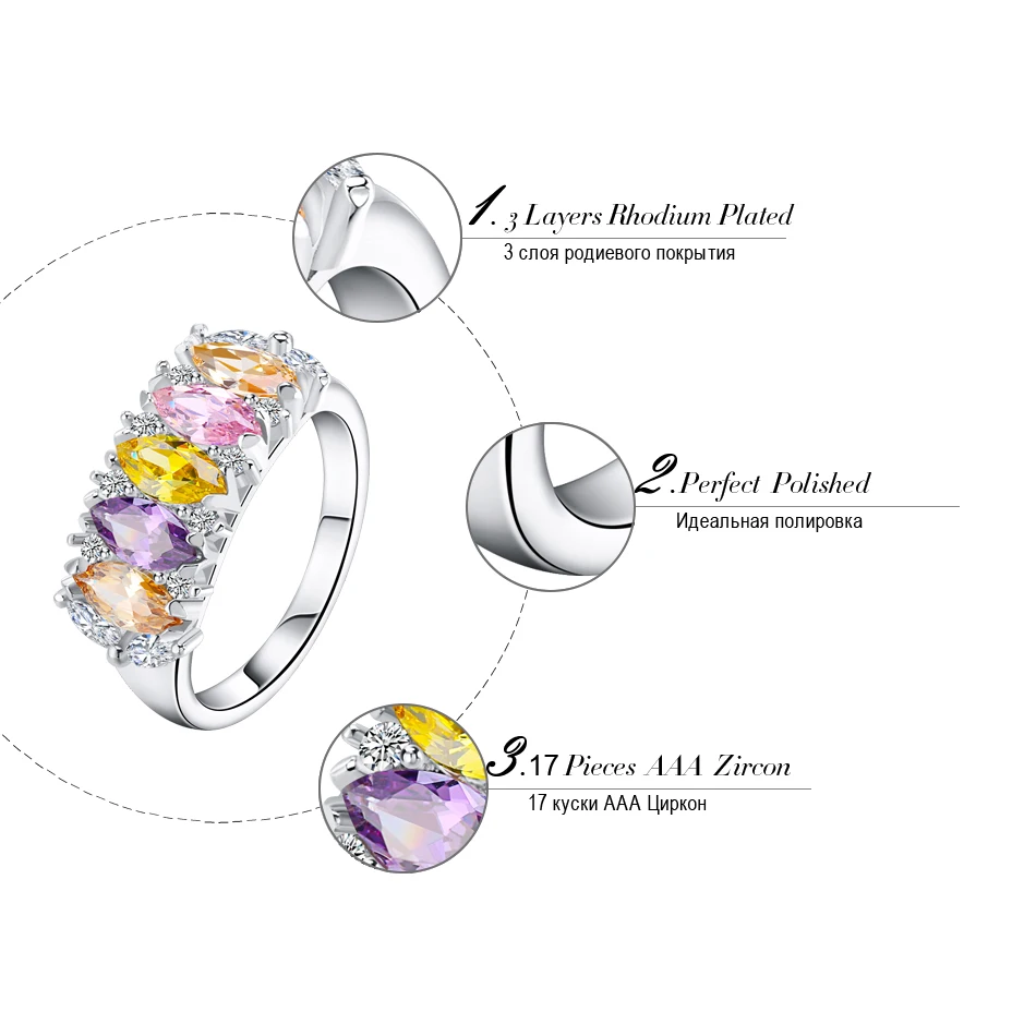 ORSA JEWELS женские полукруглые серебряные цветные кольца с 8 мм многоцветные AAA фианиты Модные CZ кольца для помолвки AOR132