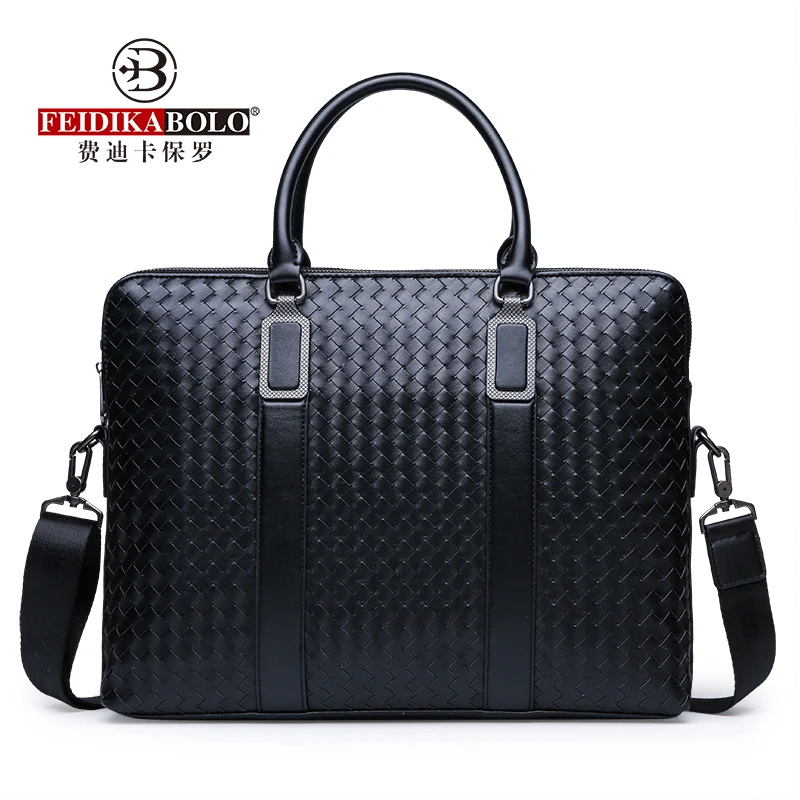 FEIDIKABOLO Fashion Personality Woven Horizontal Men's Handbag New High Quality Casual Large Capacity Shoulder Messenger Bag