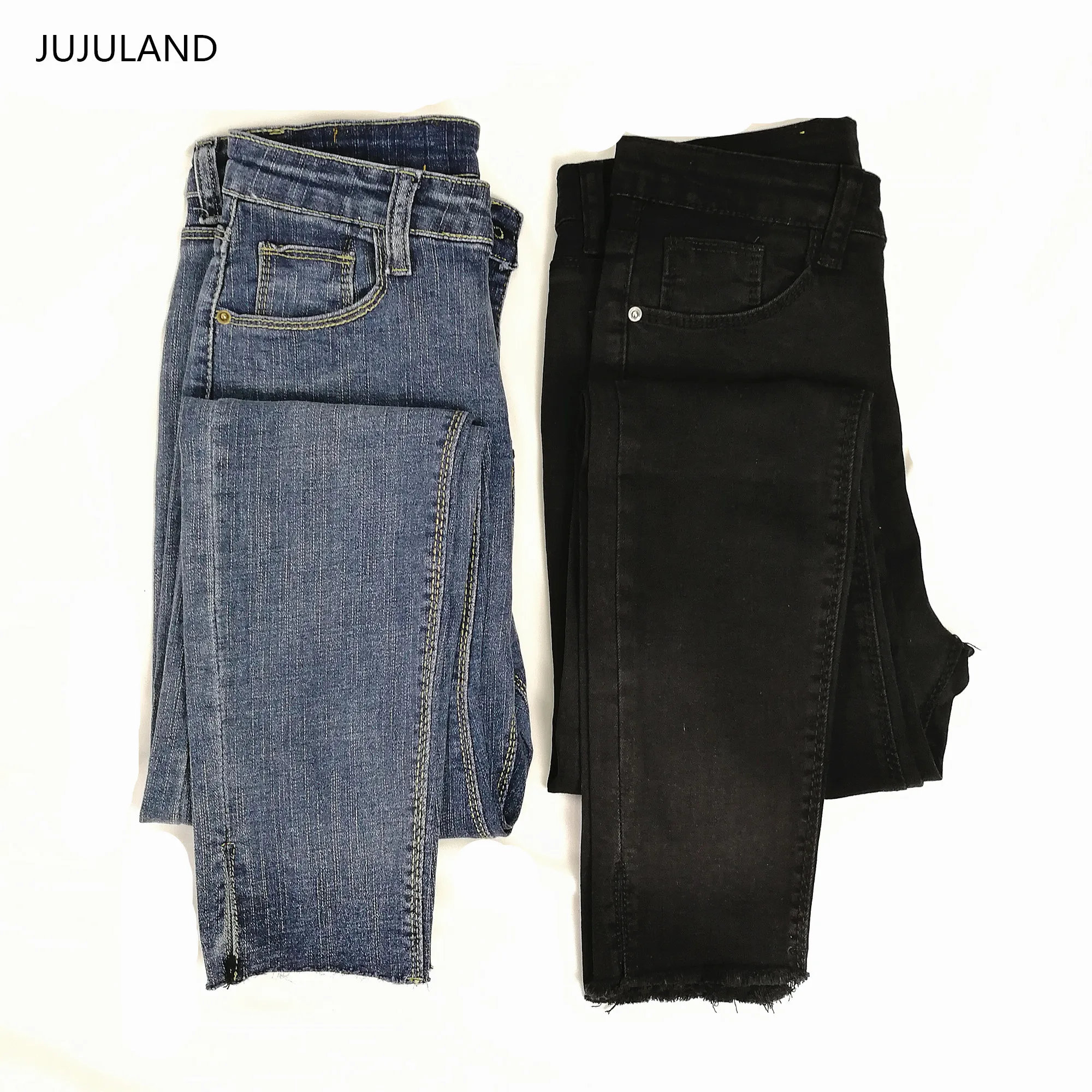 JUJULAND Джинсы женские черные брюки с высокой талией джинсовые высокие эластичные