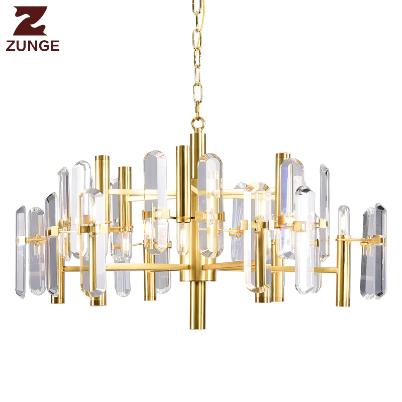 Современный светодиодный роскошная люстра огни в Гостиная большие медные