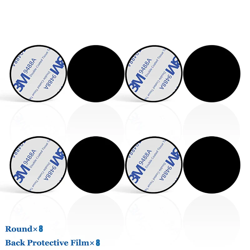 8Pcs Round Black Металлическая пластина-диск, железный лист для магнита, держатель для мобильного телефона, замена для магнитных автомобильных держателей для телефона - Цвет: 8Pcs Round Black