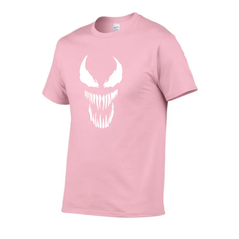 Pink Унисекс Venom Comic оригинальность черный хлопок Harajuku футболка лето для мужчин и женщин аниме черный хлопок фильм топы тройник Homme - Цвет: Pink