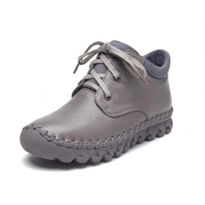 Женские ботильоны ручной работы из натуральной кожи на плоской подошве короткие