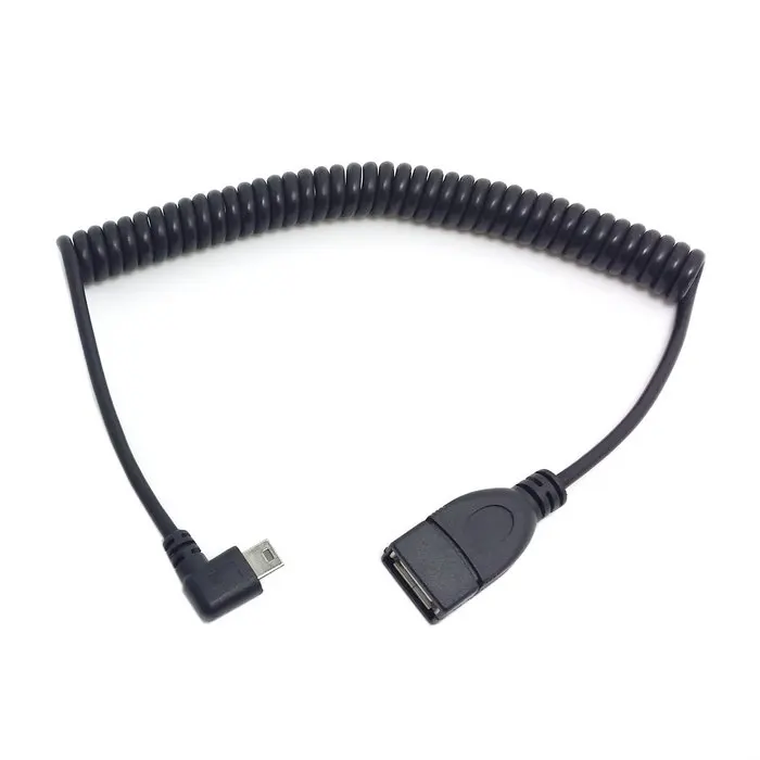 

100cm 90 Degree Right Angled Mini USB 5Pin Connector to USB Female Extension Stretch Cable