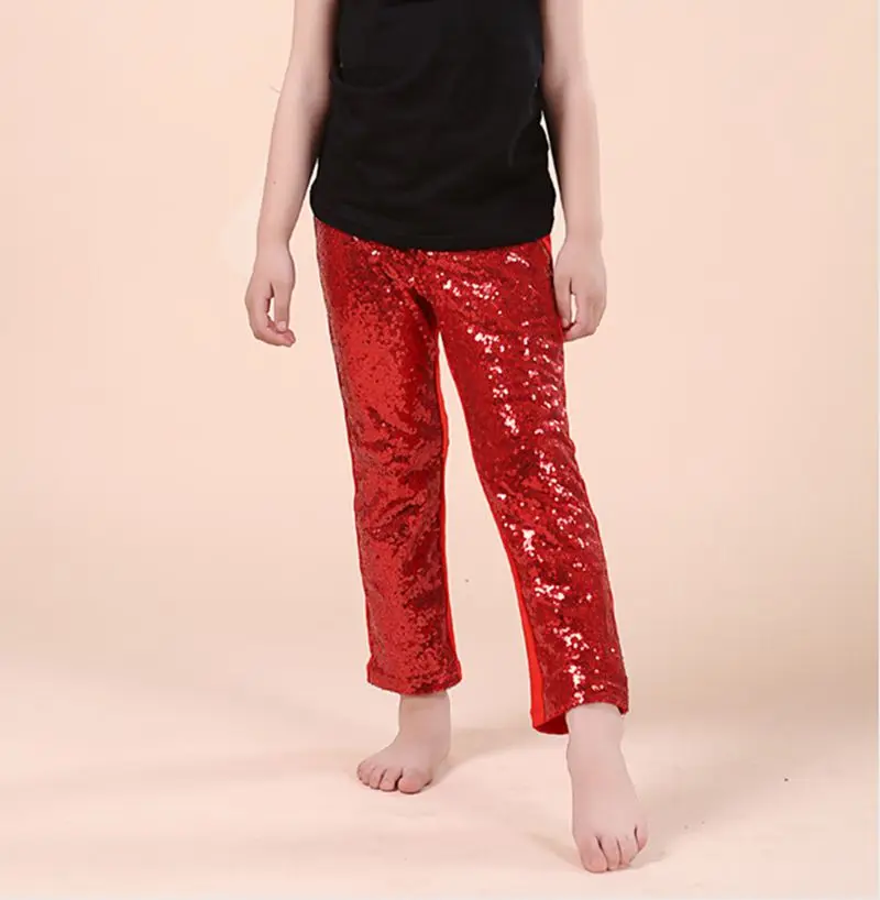Штаны с блестками для девочек красные штаны золотыми леггинсы пайетками золотые