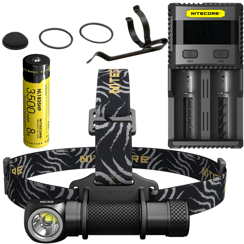 Бесплатная доставка налобный фонарь NITECORE HC33 1800 люмен + зарядное устройство SC2 с
