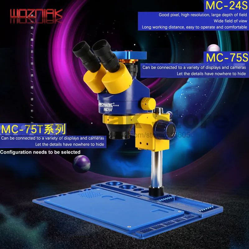 Оригинальный большой широкоугольный подъемный тринокулярный микроскоп Mechanic