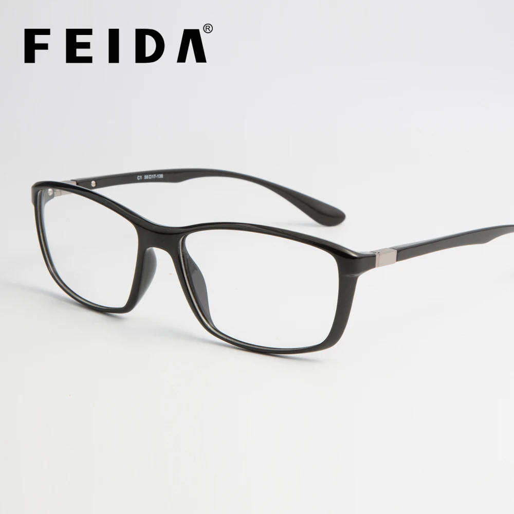 FEIDA TR90 сверхлегкие эластичные оправы для очков для мужчин и женщин Квадратные прозрачные очки Модные прозрачные поддельные очки для близорукости