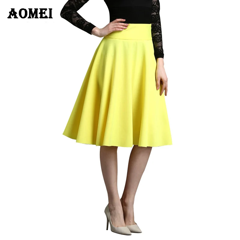 Женские 2021 модное платье до колен юбка в складку желтого цвета с высокой талией