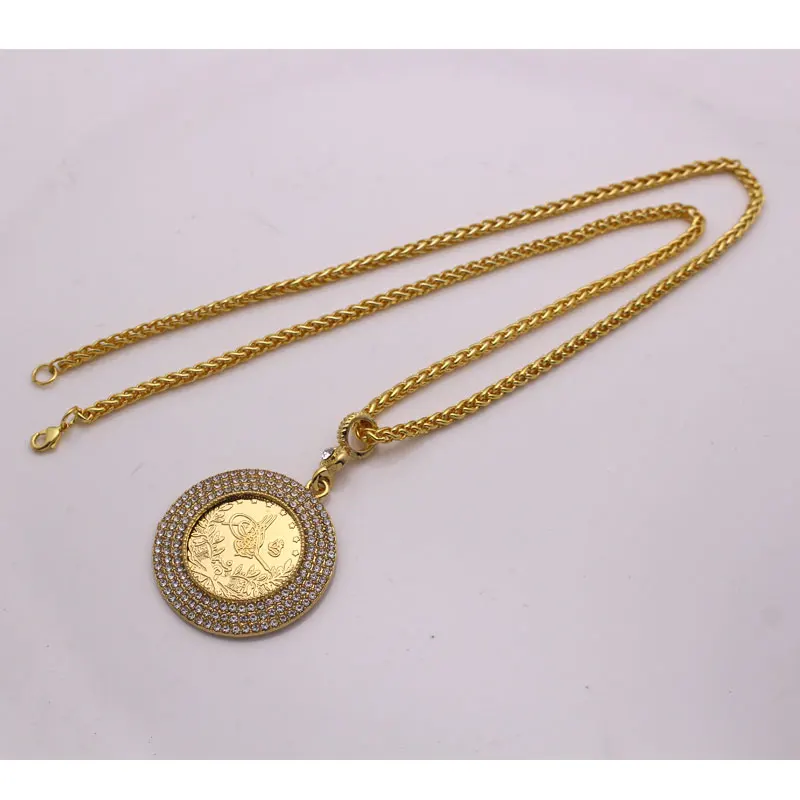 Турецкая монета Арабская мусульманское ожерелье с подвеской Ислам Прямая