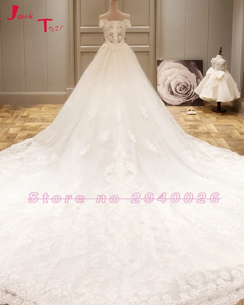 Jark Tozr Vestidos De Noiva лодка средства ухода за кожей Шеи с открытыми плечами Белый Тюль