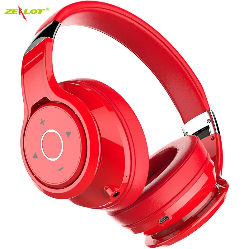 Red ZEALOT B22 Bluetooth гарнитура глубокий бас Bluetooth беспроводные Накладные наушники с микрофоном Handsfree наушники для мобильного телефона, ПК - Цвет: Red