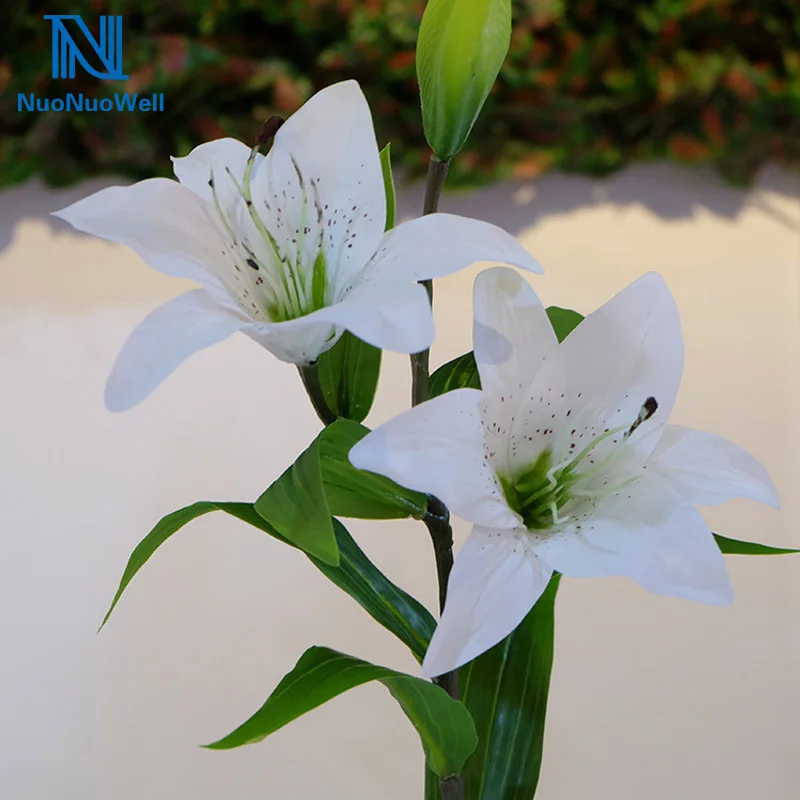 

Artificial Real Touch Latex Lily Flower Leaf Plant Bouquet Wedding Home Decor Fake Lilies White Pink Yellow 2 flower head +1 bud