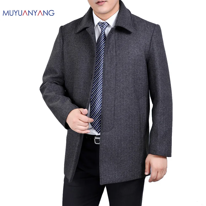 Mu Yuan Yang New Men Woolen Winter Coats And Jackets Casual Mens Wool Overcoat 4XL Warm Jacket &amp Blends Clothing | Мужская одежда