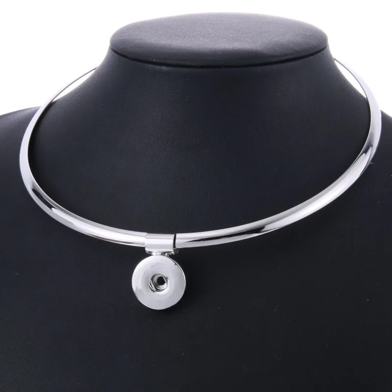 silver Snap ювелирные изделия женские классические torques 18 мм ожерелье с кнопкой boho богемные ожерелья и кулоны унисекс DIY ювелирные изделия - Окраска металла: silver